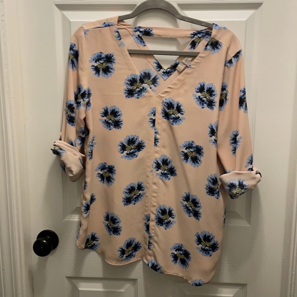 LOFT Tops - Pink Print Long Sleeve Blouse Medium Loft